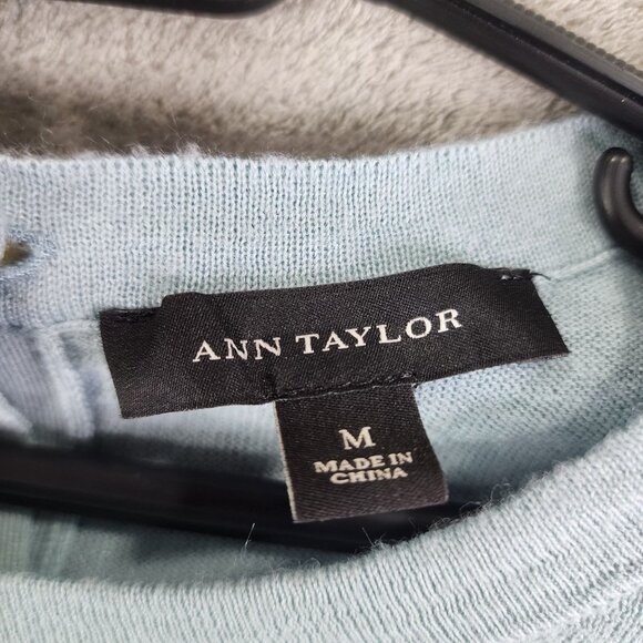 Womens Light Blue Ann Taylor Sweater Button-Back Long Sleeve Size M - Picture 5 of 10